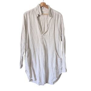 CP Shades Neutrals Cream Striped Teton 100% Linen Tunic Medium Coastal Grandma